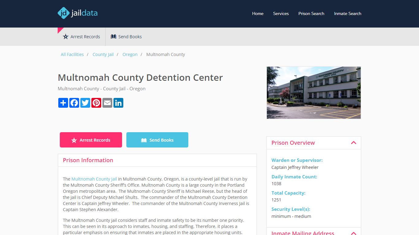 Multnomah County Jail: Jail and Inmate Roster, Visitation, & More